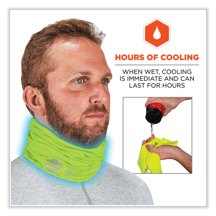 Chill-Its 6489 2-Layer Cooling Performance Knit Multi-Band, Polyester/Spandex, Small/Medium, Hi-Vis Lime