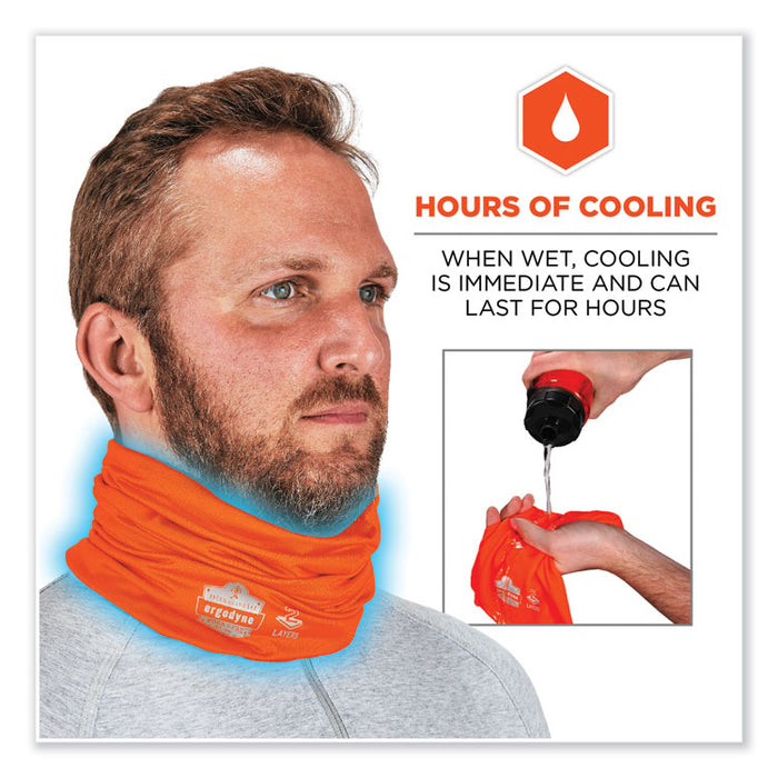 Chill-Its 6489 2-Layer Cooling Performance Knit Multi-Band, Polyester/Spandex, Small/Medium, Hi-Vis Orange