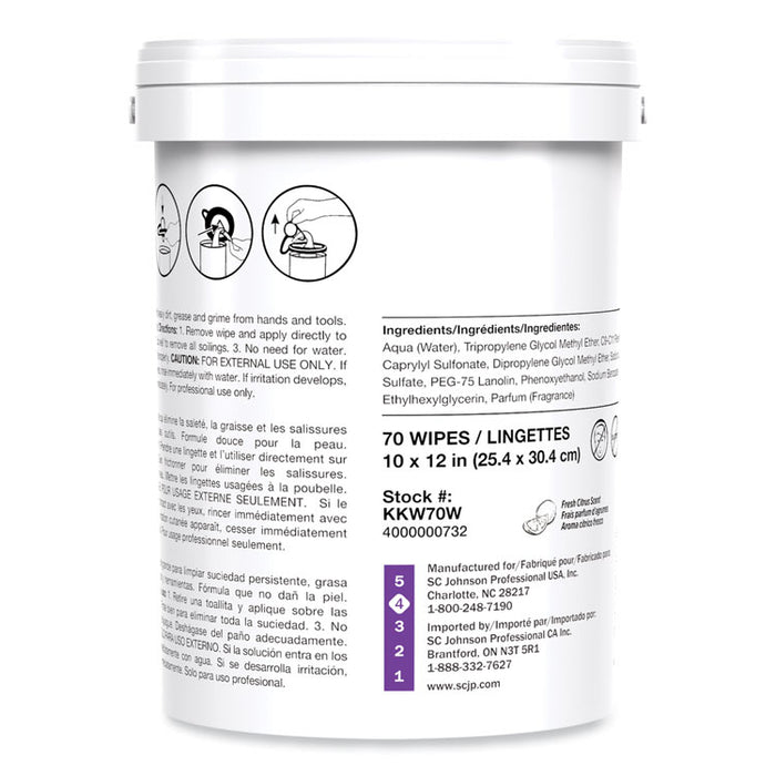 Kresto KWIK-WIPES, Cloth, 1-Ply, 7.9 x 5.7, Citrus, White, 70/Pack, 6 Packs/Carton