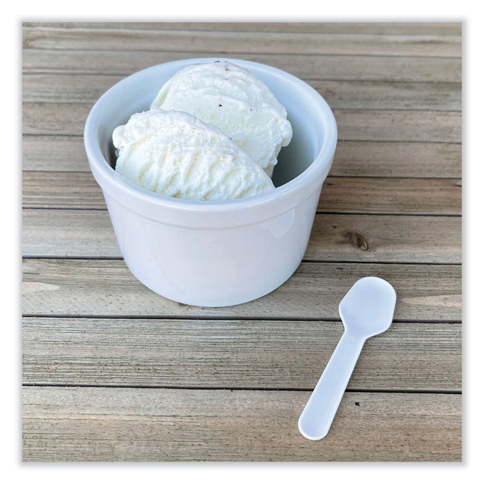 Mediumweight Polypropylene Cutlery, Tasting Spoon, White, 3,000/Carton