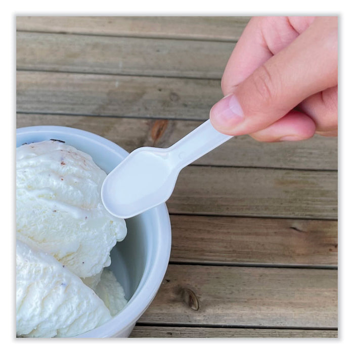 Mediumweight Polypropylene Cutlery, Tasting Spoon, White, 3,000/Carton