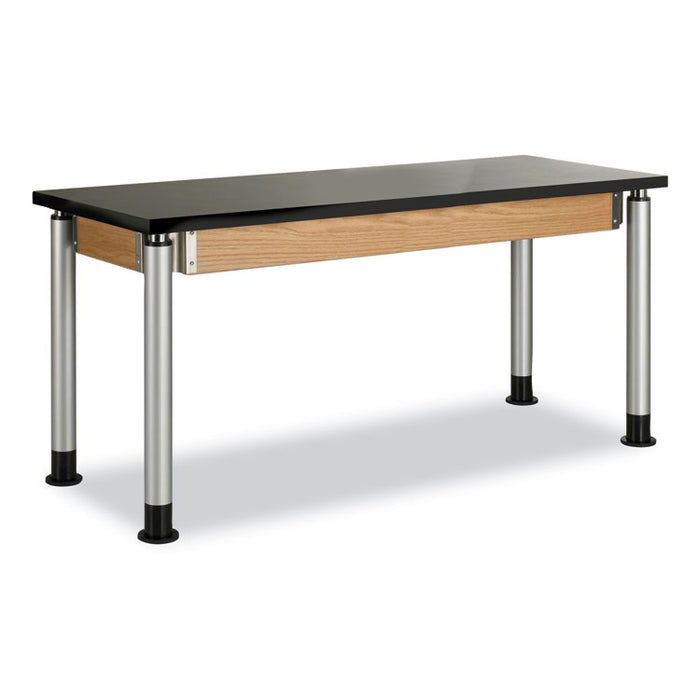 Adjustable-Height Table, Rectangular, 48"w x 24"d x 42"h, Black