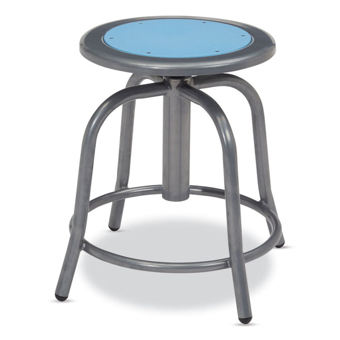 6800 Series Height Adjustable Metal Seat Stool, Supports Up to 300 lb, 18" to 24" Seat Height, Blueberry Seat, Gray Base