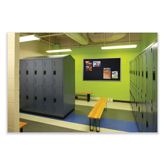 Aluminum-Frame Recycled Rubber Bulletin Boards, 36" x 24", Confetti Surface, Satin Aluminum Frame