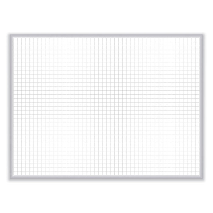 1 x 1 Grid Magnetic Whiteboard, 48.5" x 36.5", White/Gray Surface, Satin Aluminum Frame