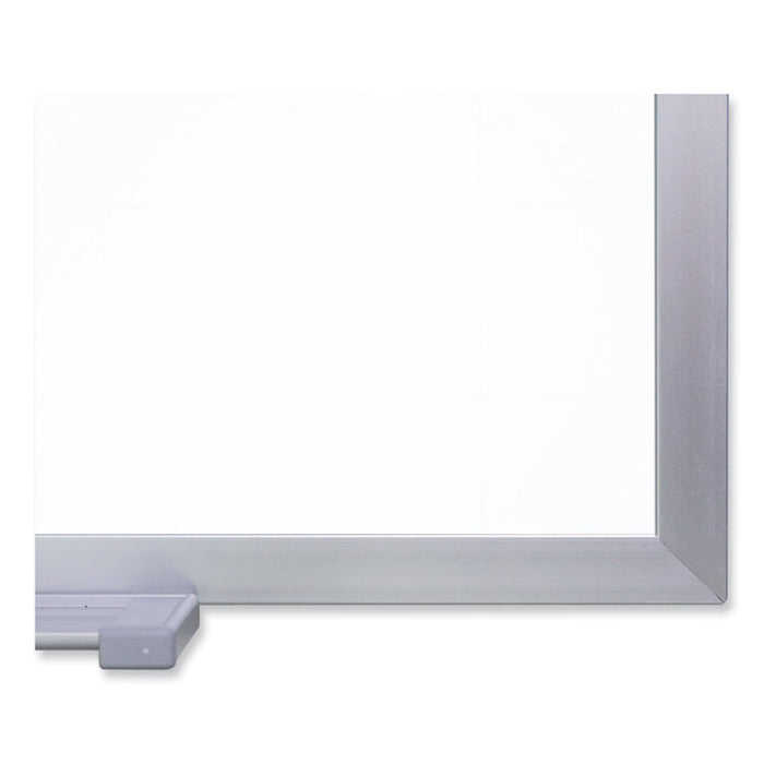 Magnetic Porcelain Whiteboard with Aluminum Frame, 144.5" x 48.5", White Surface, Satin Aluminum Frame