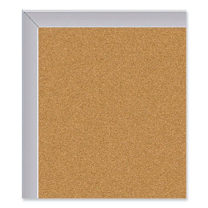 Aluminum-Frame Natural Corkboard, 72.5" x 48.5", Tan Surface, Satin Aluminum Frame