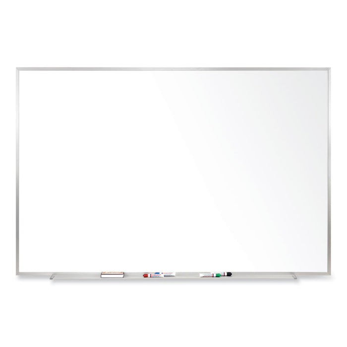 Magnetic Porcelain Whiteboard with Aluminum Frame, 72.5" x 48.5", White Surface, Satin Aluminum Frame
