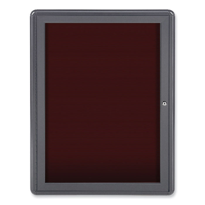 Enclosed Letterboard, 24.13" x 33.75", Burgundy Surface, Powder-Coated Gray Aluminum Frame