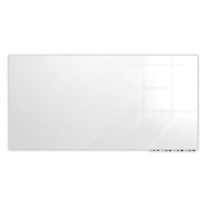 Aria Low-Profile Frameless Magnetic Glassboard, 72" x 48", White Surface