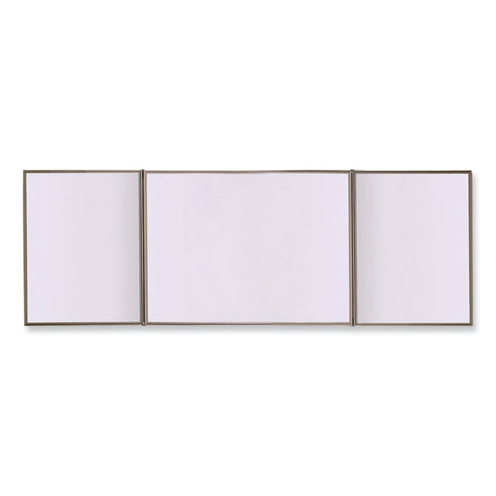 VisuALL PC Whiteboard Cabinet with Fabric Bulletin Board Exterior Doors, 36" x 24", Gray/White Surface, Satin Aluminum Frame