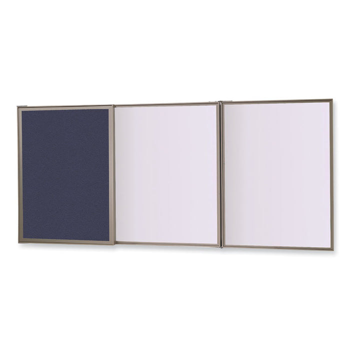 VisuALL PC Whiteboard Cabinet with Fabric Bulletin Board Exterior Doors, 36" x 24", Blue/White Surface, Satin Aluminum Frame