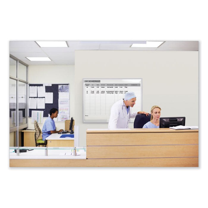 OR Schedule Magnetic Whiteboard, Operating Room Scheduling Chart, 48.5" x 36.5", White/Gray Surface, Satin Aluminum Frame
