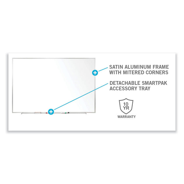 Non-Magnetic Whiteboard with Aluminum Frame, 60.63" x 36.44", White Surface, Satin Aluminum Frame