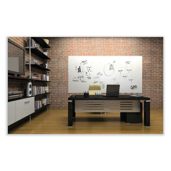 Aria Low-Profile Frameless Magnetic Glassboard, 60" x 36", White Surface