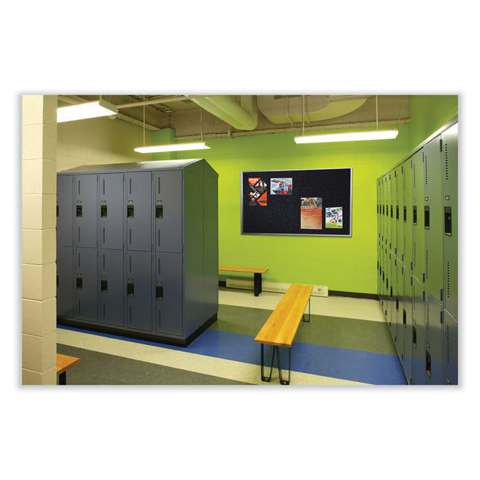 Aluminum-Frame Recycled Rubber Bulletin Boards, 60.5" x 36.5", Confetti Surface, Satin Aluminum Frame