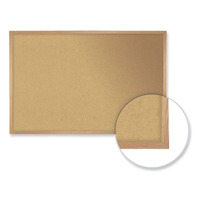 Natural Cork Bulletin Board with Wood Frame, 46.5" x 36", Tan Surface, Oak Finished Wood Frame