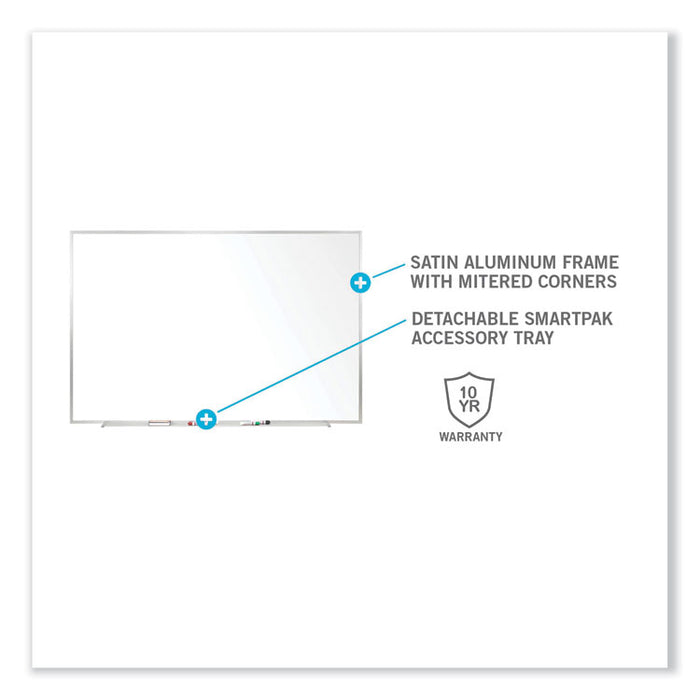 Non-Magnetic Whiteboard with Aluminum Frame, 96.63" x 48.47", White Surface, Satin Aluminum Frame