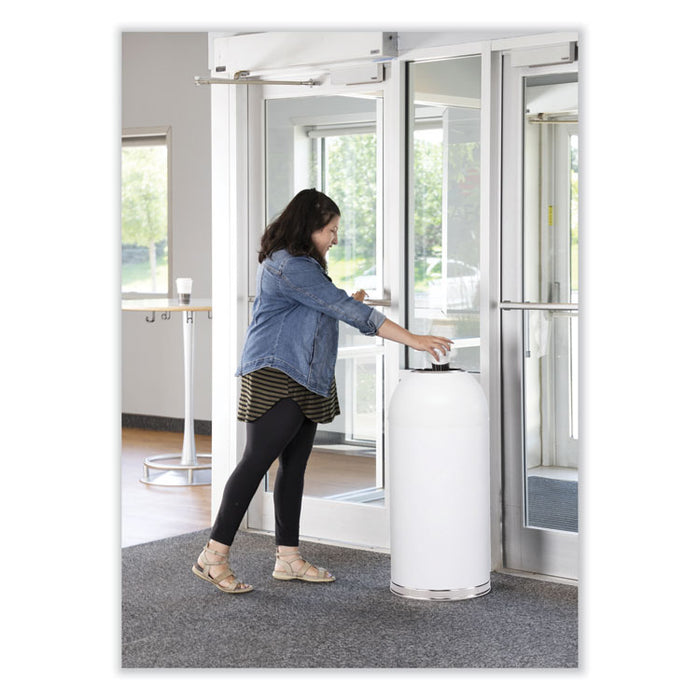 Open Top Dome Receptacle, 15 gal, Steel, White