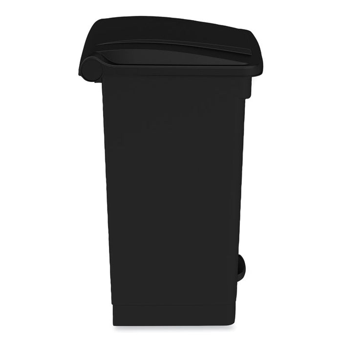 Plastic Step-On Receptacle, 12 gal, Plastic, Black
