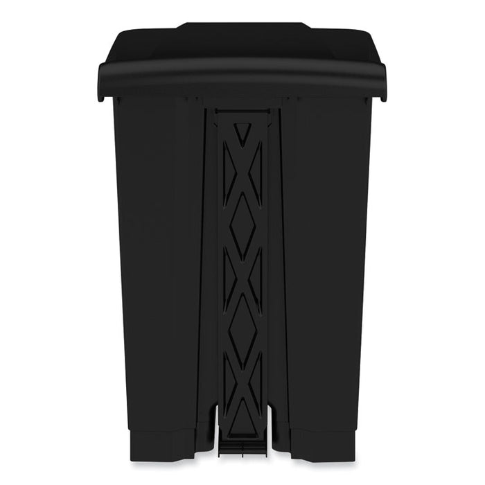 Plastic Step-On Receptacle, 12 gal, Plastic, Black