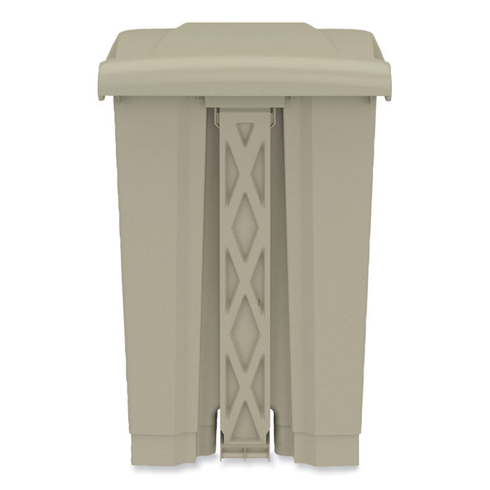 Plastic Step-On Receptacle, 12 gal, Plastic, Tan