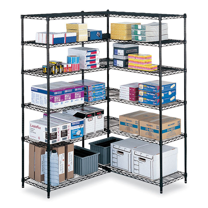 Industrial Add-On Unit, Four-Shelf, 48w x 24d x 72h, Steel, Black