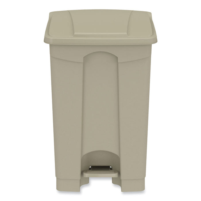 Plastic Step-On Receptacle, 12 gal, Plastic, Tan