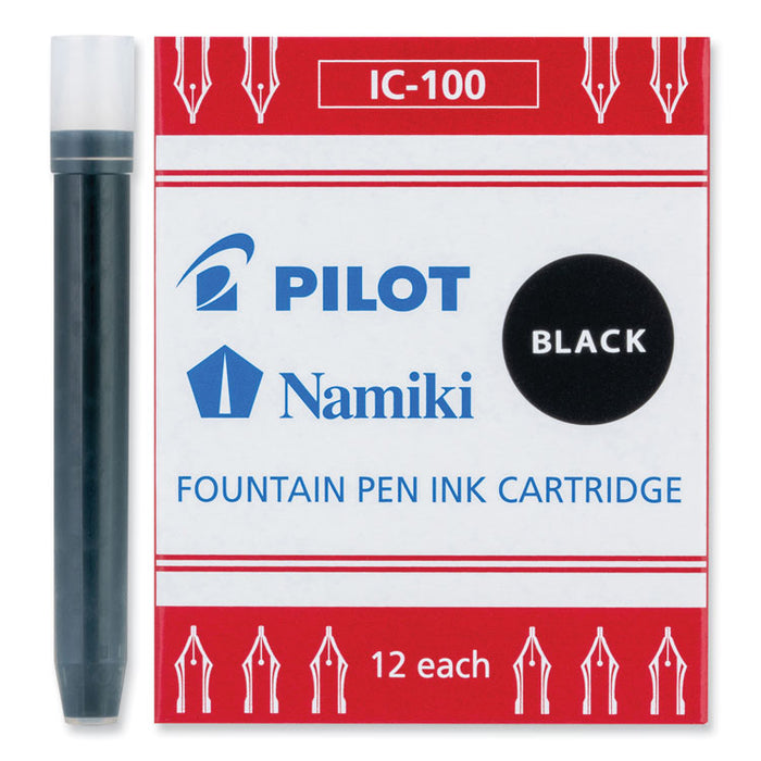 Plumix Fountain Pen Refill Cartridge, Black Ink, 12/Box