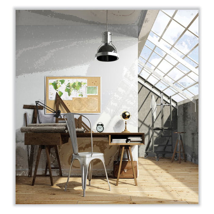 Natural Cork Bulletin Board with Wood Frame, 60.5" x 36.5", Tan Surface, Oak Finished Wood Frame