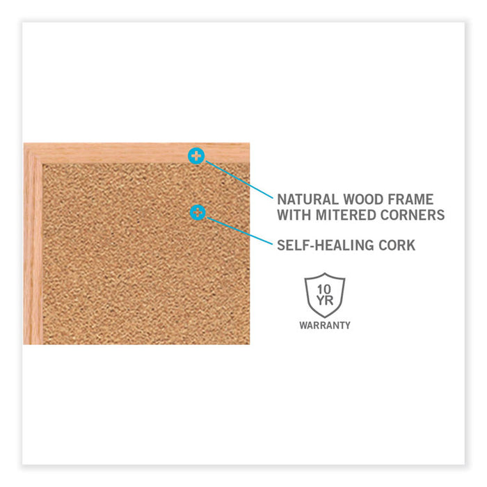 Natural Cork Bulletin Board with Wood Frame, 72.5" x 48.5", Tan Surface, Oak Finished Wood Frame