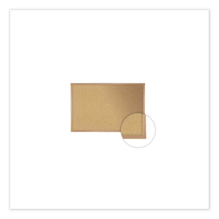 Natural Cork Bulletin Board with Wood Frame, 48.5" x 48.5", Tan Surface, Oak Finished Wood Frame