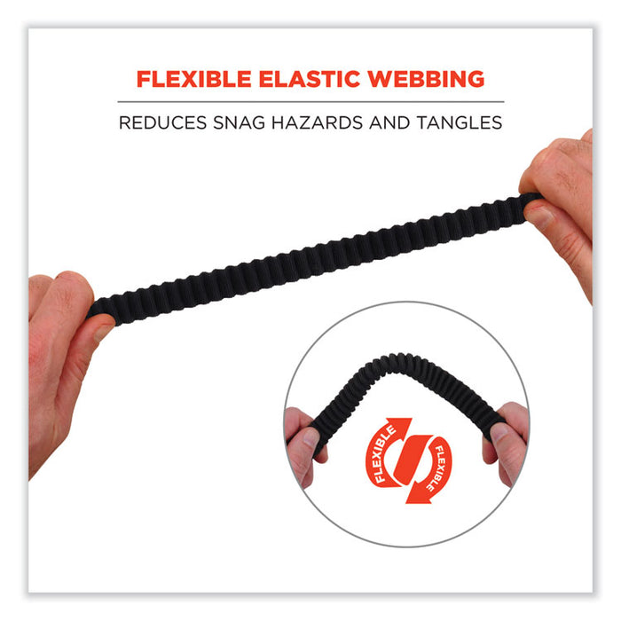 Squids 3105 Tool Lanyard with Aluminum Carabiner + Cinch-Loop, 15 lb Max Working Capacity, 32" to 48", Black, 100/Carton