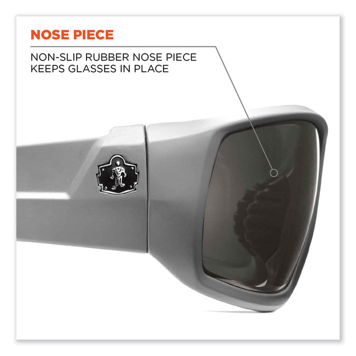 Skullerz Odin Safety Glasses, Matte Gray Full Frame, Polarized Smoke Dual Lens