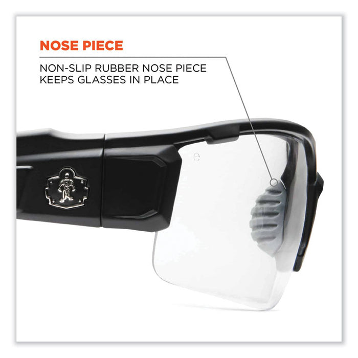 Skullerz Dagr Safety Glasses, Matte Gray Half Frame, Clear Single Anti-Fog Lens