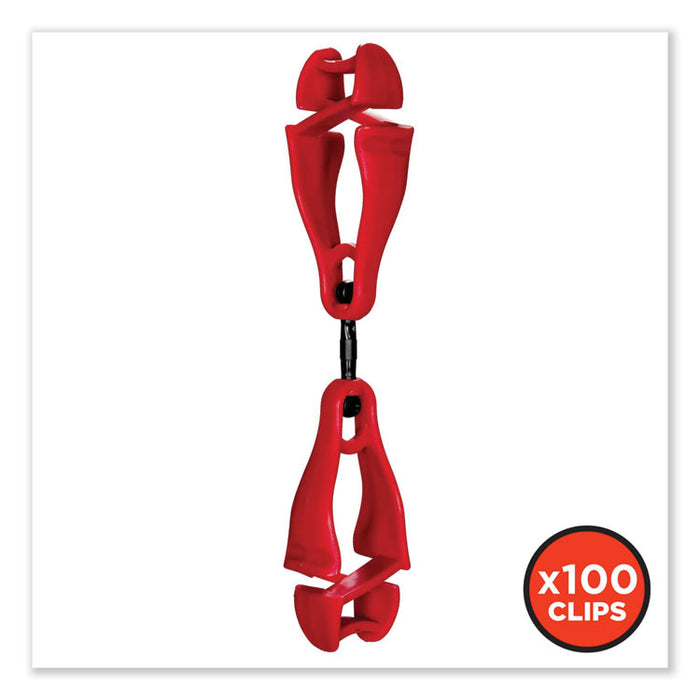 Squids 3420 Dual Clip Swivel Glove Clip Holder, 1 x 0.6 x 5.5, Acetal Copolymer, Red,100/Pack