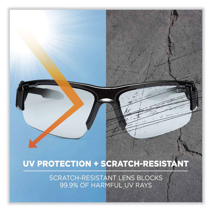 Skullerz Dagr Safety Glasses, Black Half Frame, Clear Single I/O Lens