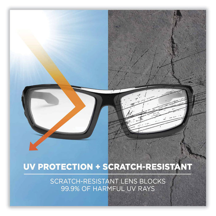 Skullerz Odin Safety Glasses, Black Full Frame, Mirrored Blue Dual Lens