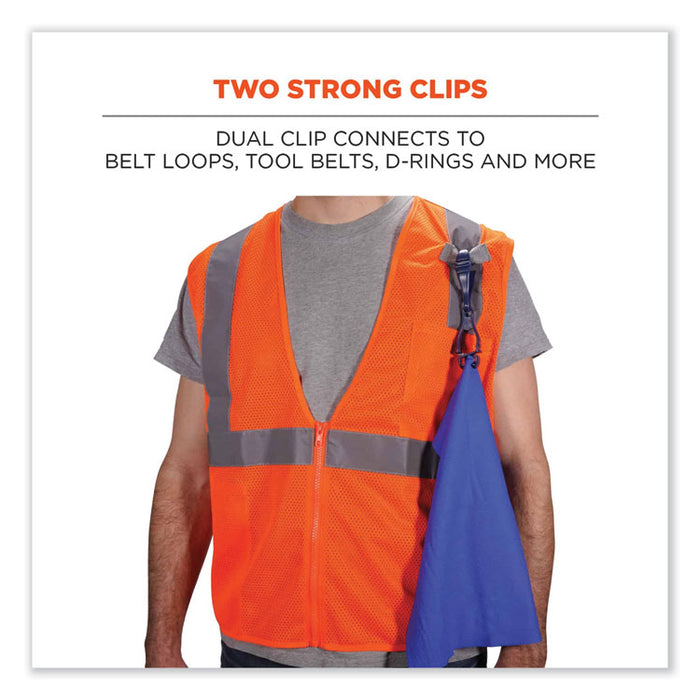 Squids 3400MD Metal Detectable Dual Clip Glove Clip Holder, 1 x 1 x 6.5, Acetal Copolymer, Deep Blue