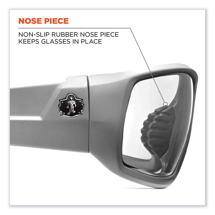 Skullerz Odin Safety Glasses, Matte Gray Full Frame, Clear Dual Lens