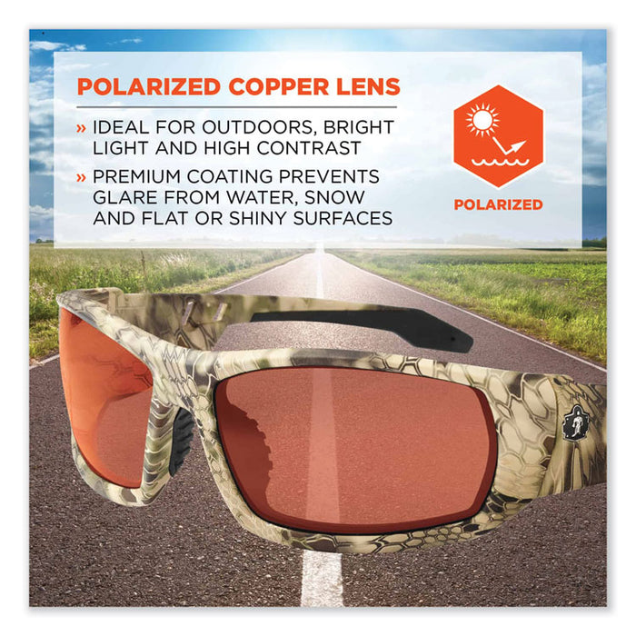 Skullerz Odin Safety Glasses, Kryptek Highlander Full Frame, Polarized Copper Dual Lens