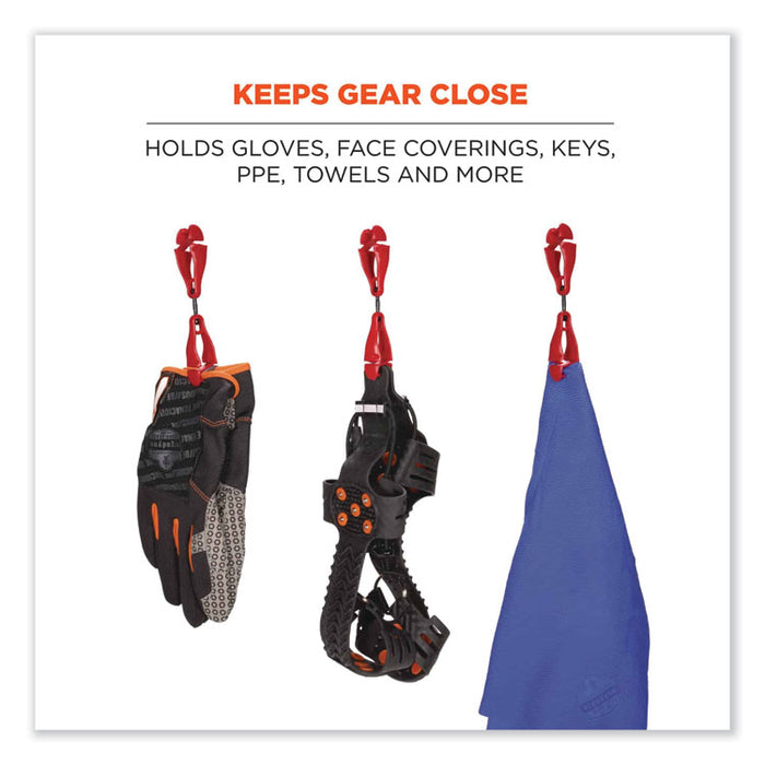 Squids 3420 Dual Clip Swivel Glove Clip Holder, 1 x 0.6 x 5.5, Acetal Copolymer, Red