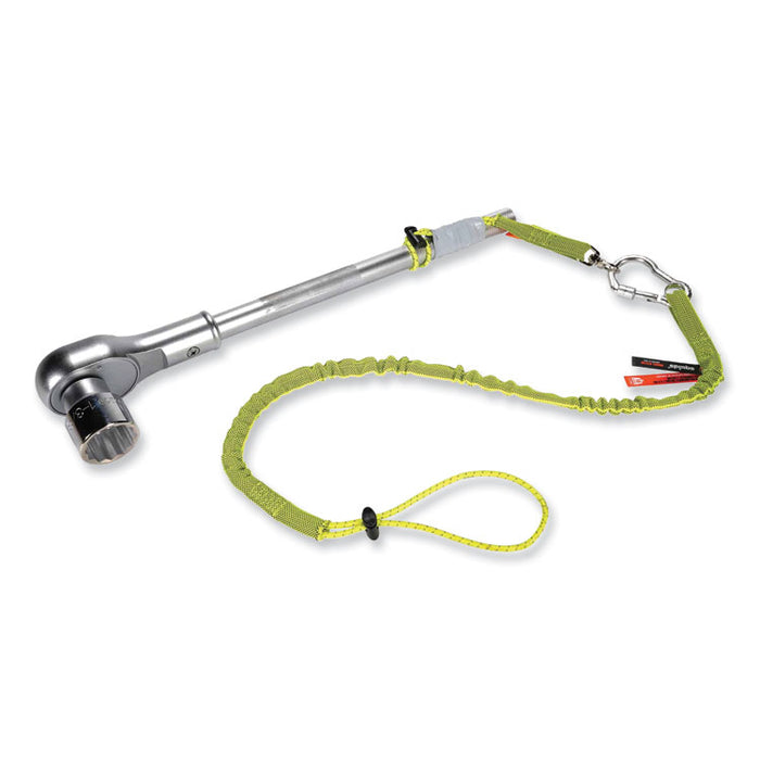 Squids 3100 Lanyard with Aluminum Carabiner + Cinch-Loop, 10 lb Max Working Capacity, 35" to 45" Long, Lime