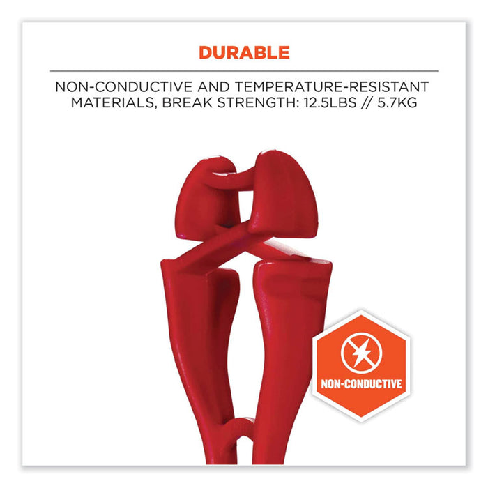 Squids 3420 Dual Clip Swivel Glove Clip Holder, 1 x 0.6 x 5.5, Acetal Copolymer, Red,100/Pack
