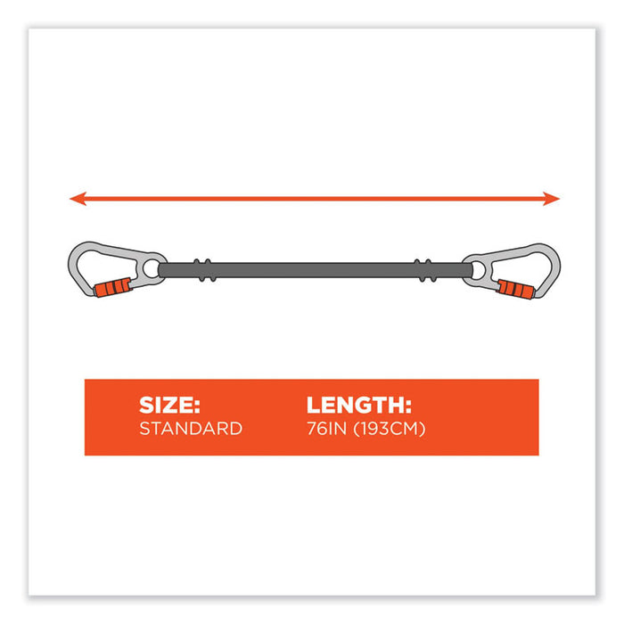 Squids 3149 Tool Lanyard with XL + Swivel Carabiners, 80 lb Max Work Capacity, 76" Long, Orange/Black