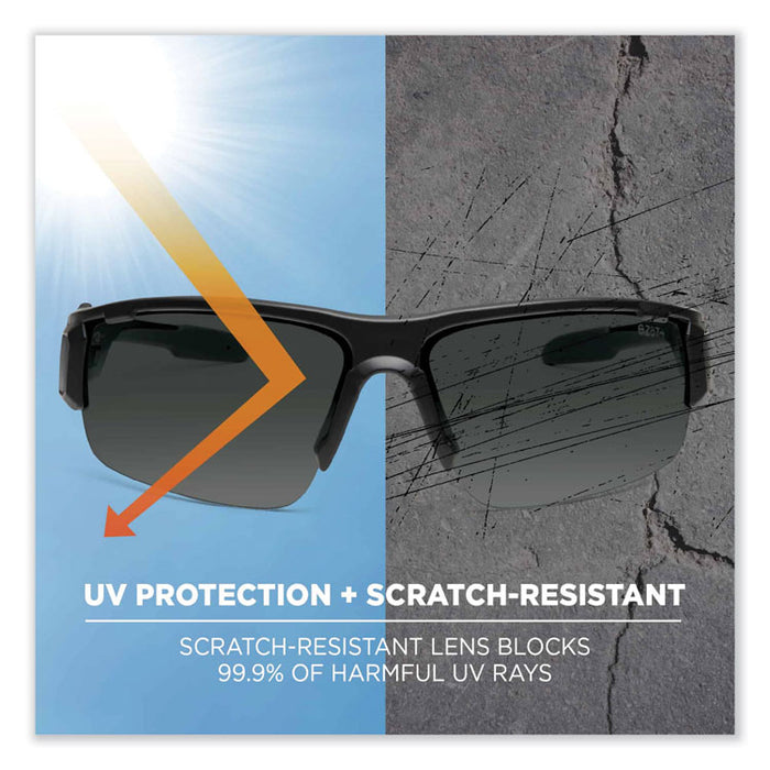 Skullerz Dagr Safety Glasses, Black Half Frame, Smoke Single Anti-Fog Lens