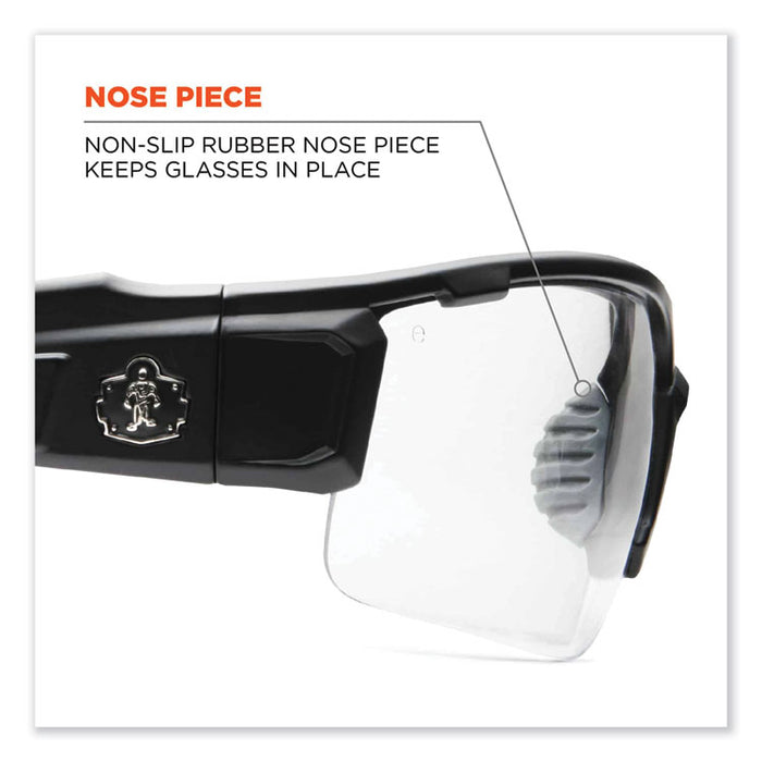 Skullerz Dagr Safety Glasses, Black Half Frame, Clear Single Anti-Fog Lens