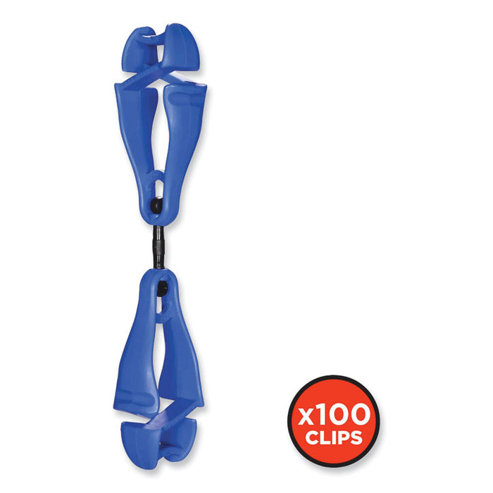 Squids 3420 Dual Clip Swivel Glove Clip Holder, 1 x 0.6 x 5.5, Acetal Copolymer, Blue, 100/Pack