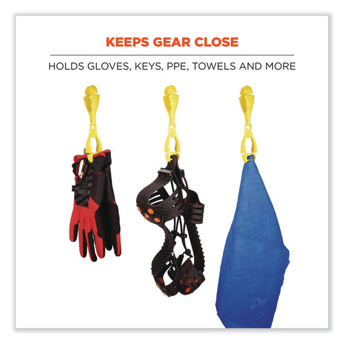 Squids 3400 Dual Clip Glove Clip Holder, 1 x 1 x 6.5, Acetal Copolymer, Lime