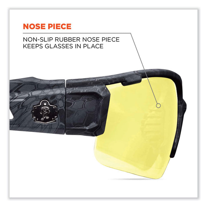 Skullerz Dagr Safety Glasses, Black Half Frame, Yellow Single Lens